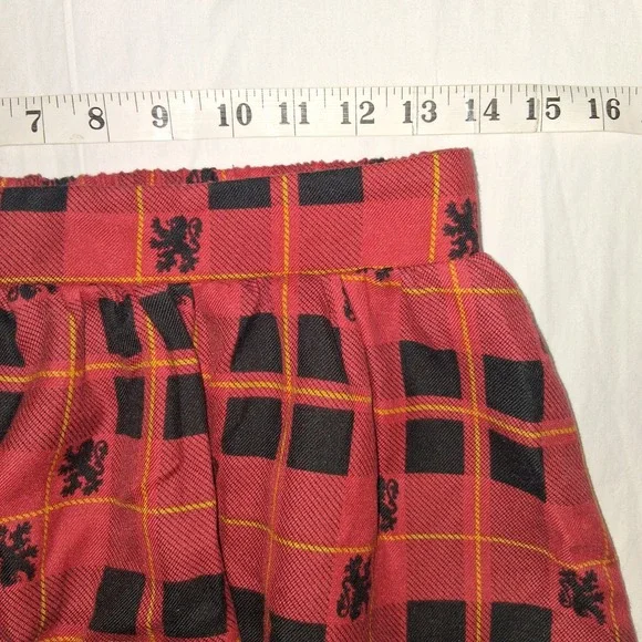 Hot Topic Harry Potter Skirt Small SM Red Plaid Pleated Gryffindor Elastic Waist - Picture 3 of 7